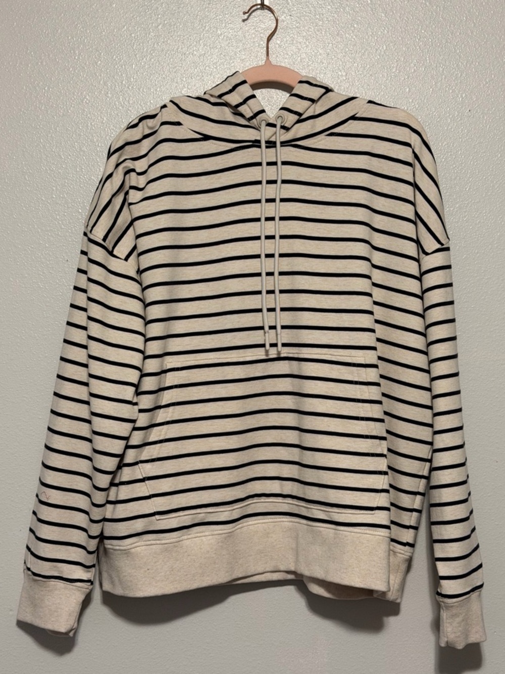 all in motion Cream and Black Striped Hooded Sweatshirt